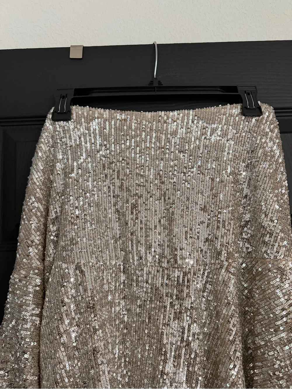 Free People Trumpet Silver Sequin Mini Skirt